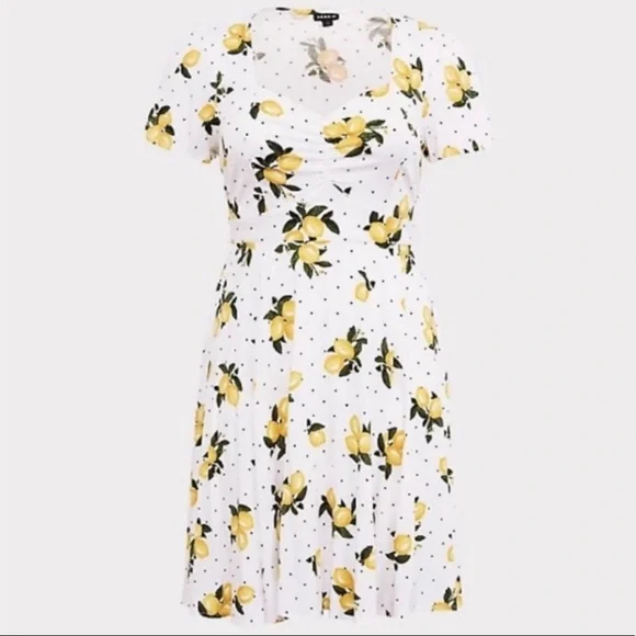 Torrid Stretch Challis Lemons Dress NWT 2 - Picture 3 of 5